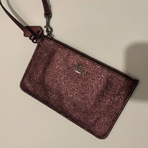 Coach Glitter Wristlet in Burgundy